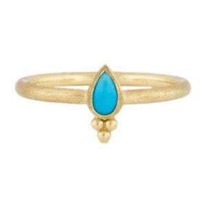 Jude Francis 18k Gold and Turqoise Petite Pear Quad ring